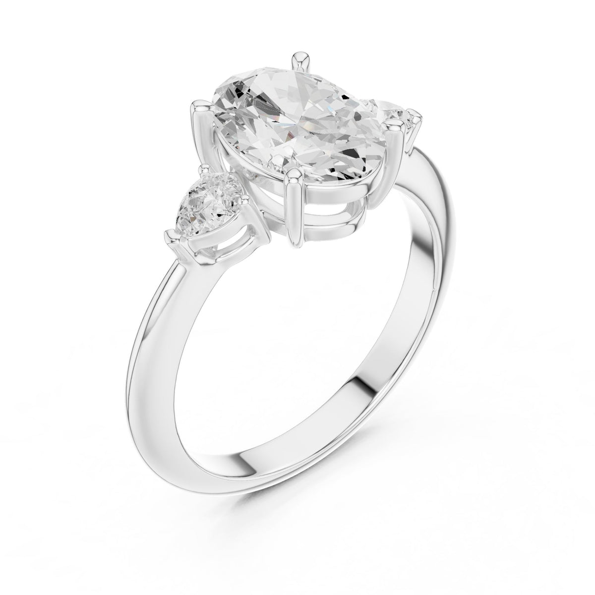 Oval Three Stone Lab Grown Diamond Engagement Ring