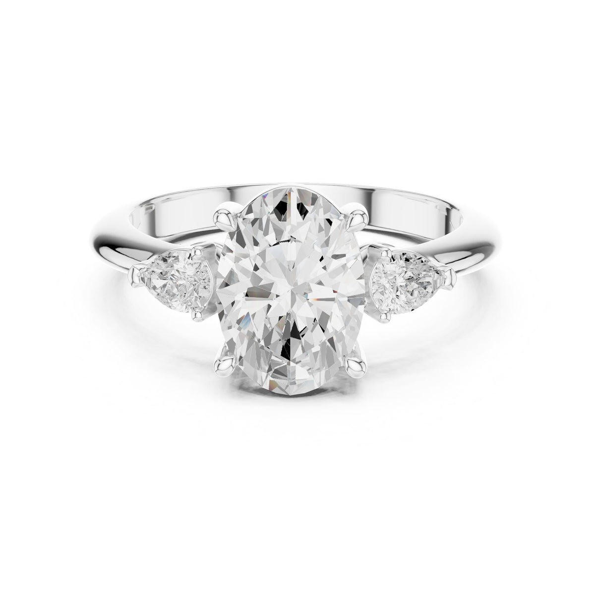 Oval Three Stone Lab Grown Diamond Engagement Ring
