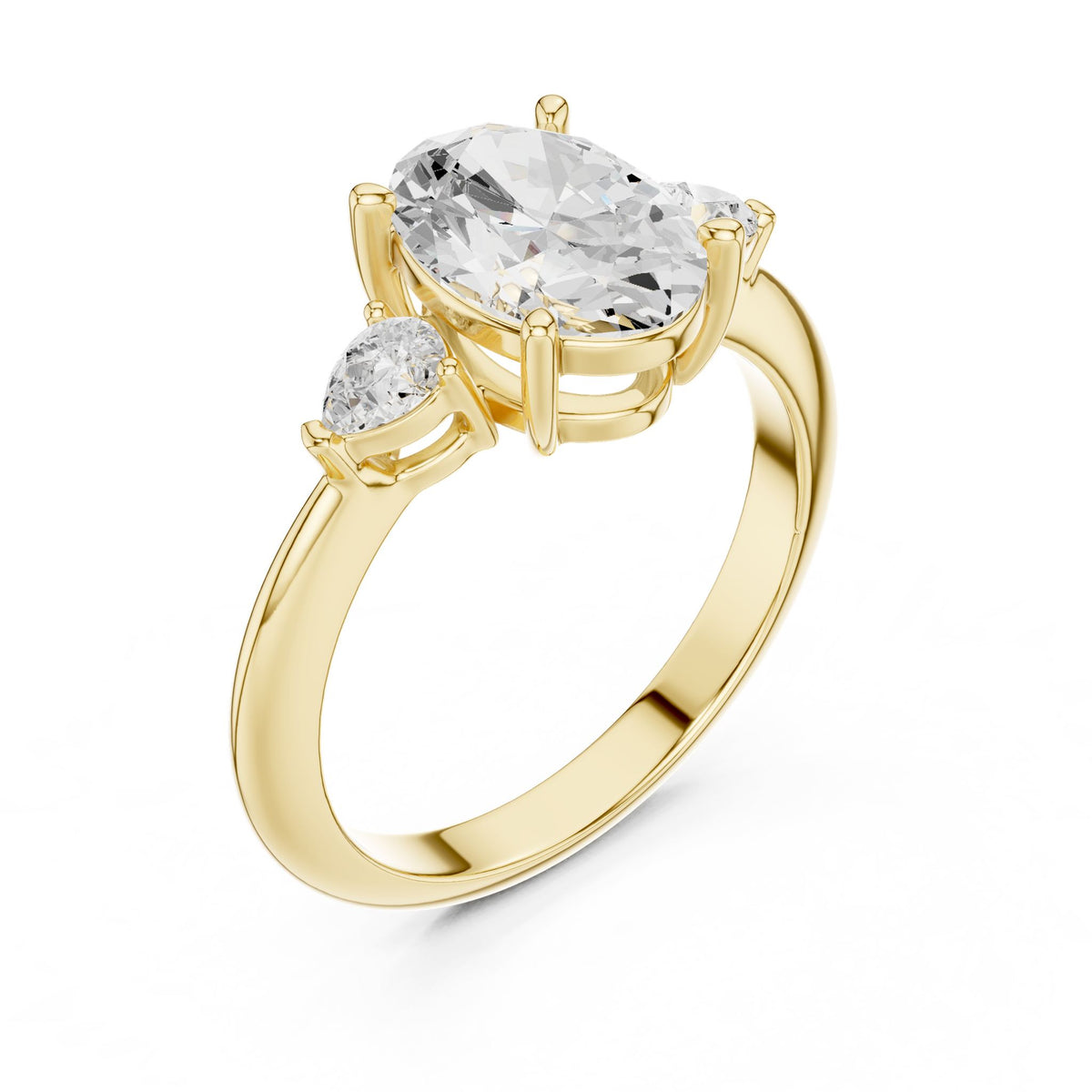 Oval Three Stone Lab Grown Diamond Engagement Ring