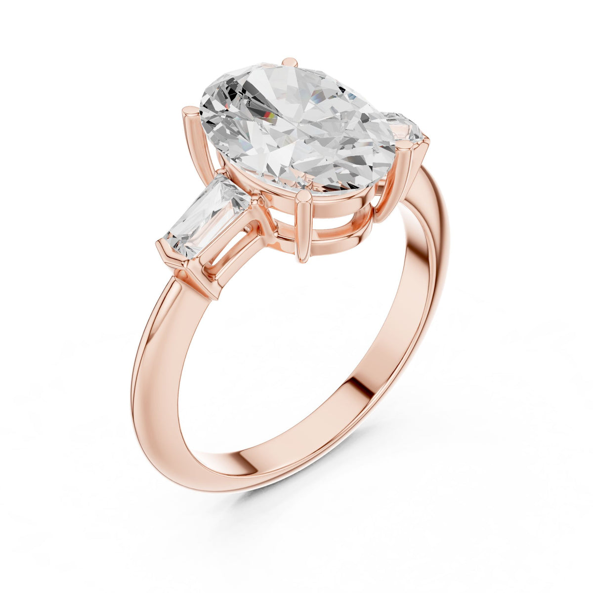 Oval Three Stone Lab Grown Diamond Engagement Ring