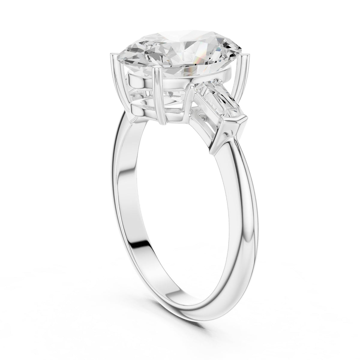 Oval Three Stone Lab Grown Diamond Engagement Ring