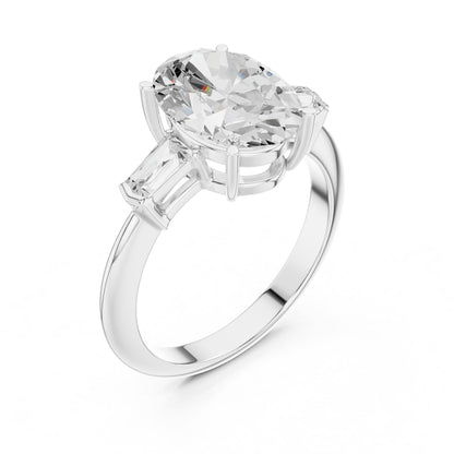 Oval Three Stone Lab Grown Diamond Engagement Ring