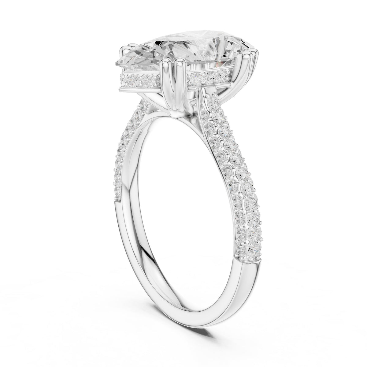 Oval Three Stone Lab Grown Diamond Engagement Ring