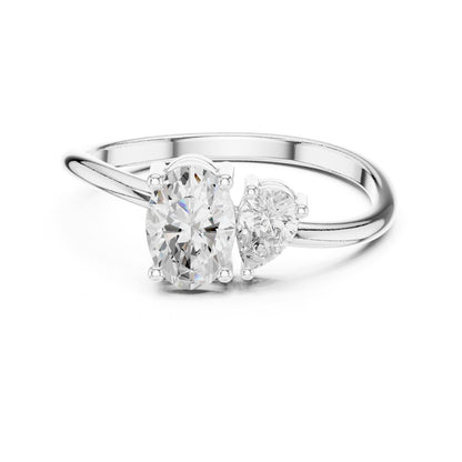 Oval Three Stone Lab Grown Diamond Engagement Ring