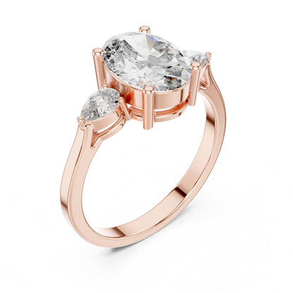 Oval Three Stone Lab Grown Diamond Engagement Ring