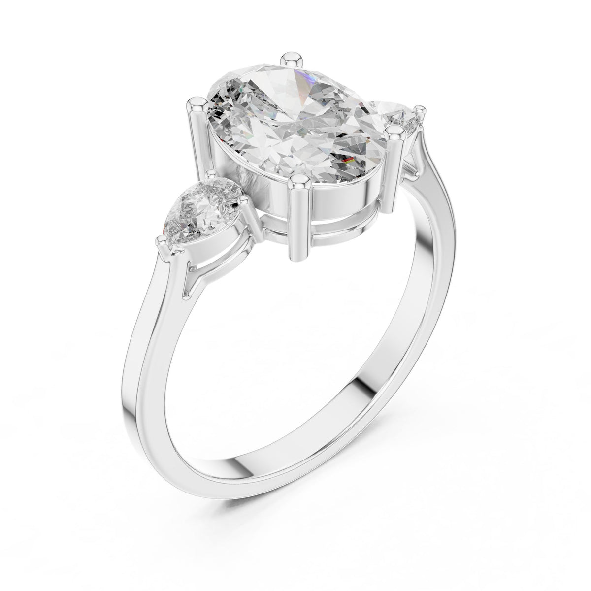 Oval Three Stone Lab Grown Diamond Engagement Ring