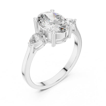 Oval Three Stone Lab Grown Diamond Engagement Ring