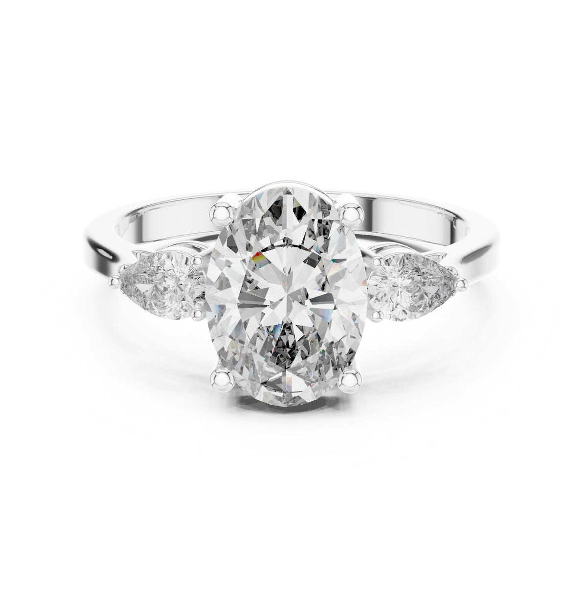 Oval Three Stone Lab Grown Diamond Engagement Ring