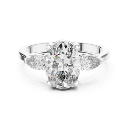 Oval Three Stone Lab Grown Diamond Engagement Ring