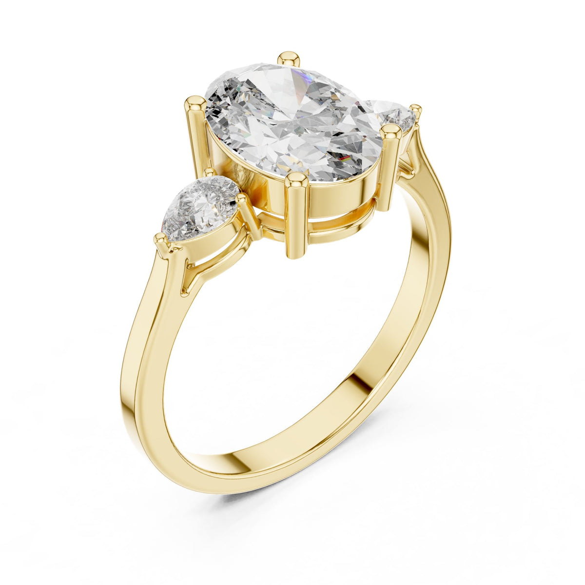 Oval Three Stone Lab Grown Diamond Engagement Ring