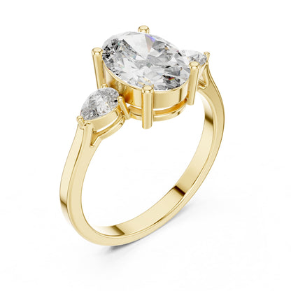 Oval Three Stone Lab Grown Diamond Engagement Ring