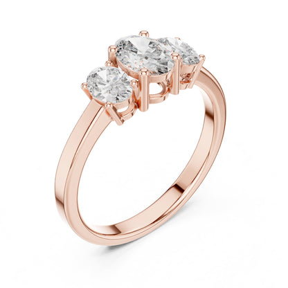 Oval Three Stone Lab Grown Diamond Engagement Ring