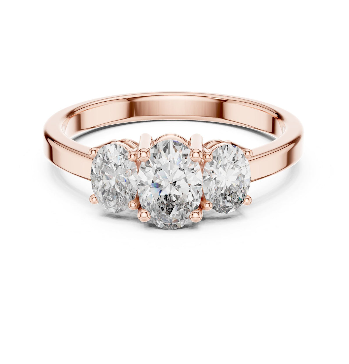 Oval Three Stone Lab Grown Diamond Engagement Ring
