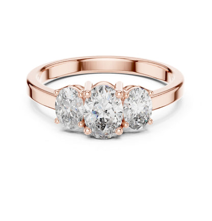 Oval Three Stone Lab Grown Diamond Engagement Ring