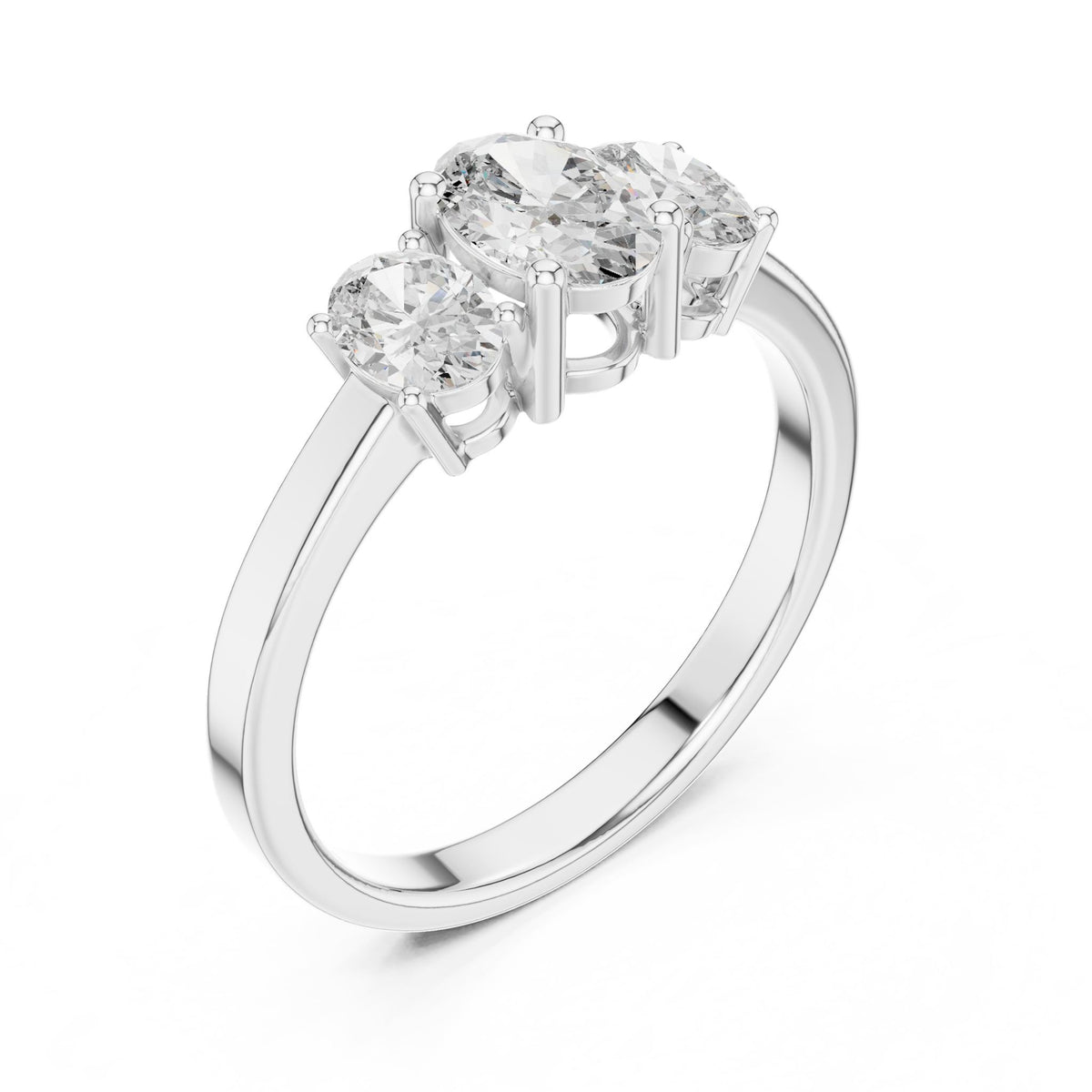 Oval Three Stone Lab Grown Diamond Engagement Ring