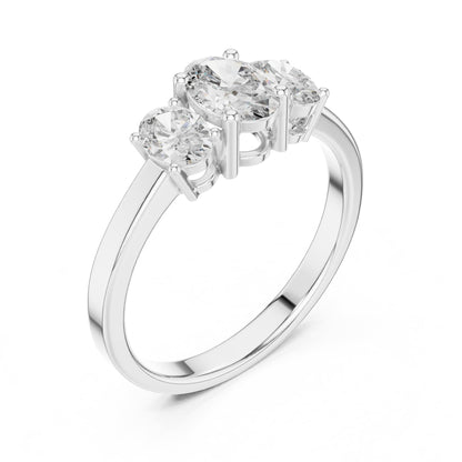 Oval Three Stone Lab Grown Diamond Engagement Ring