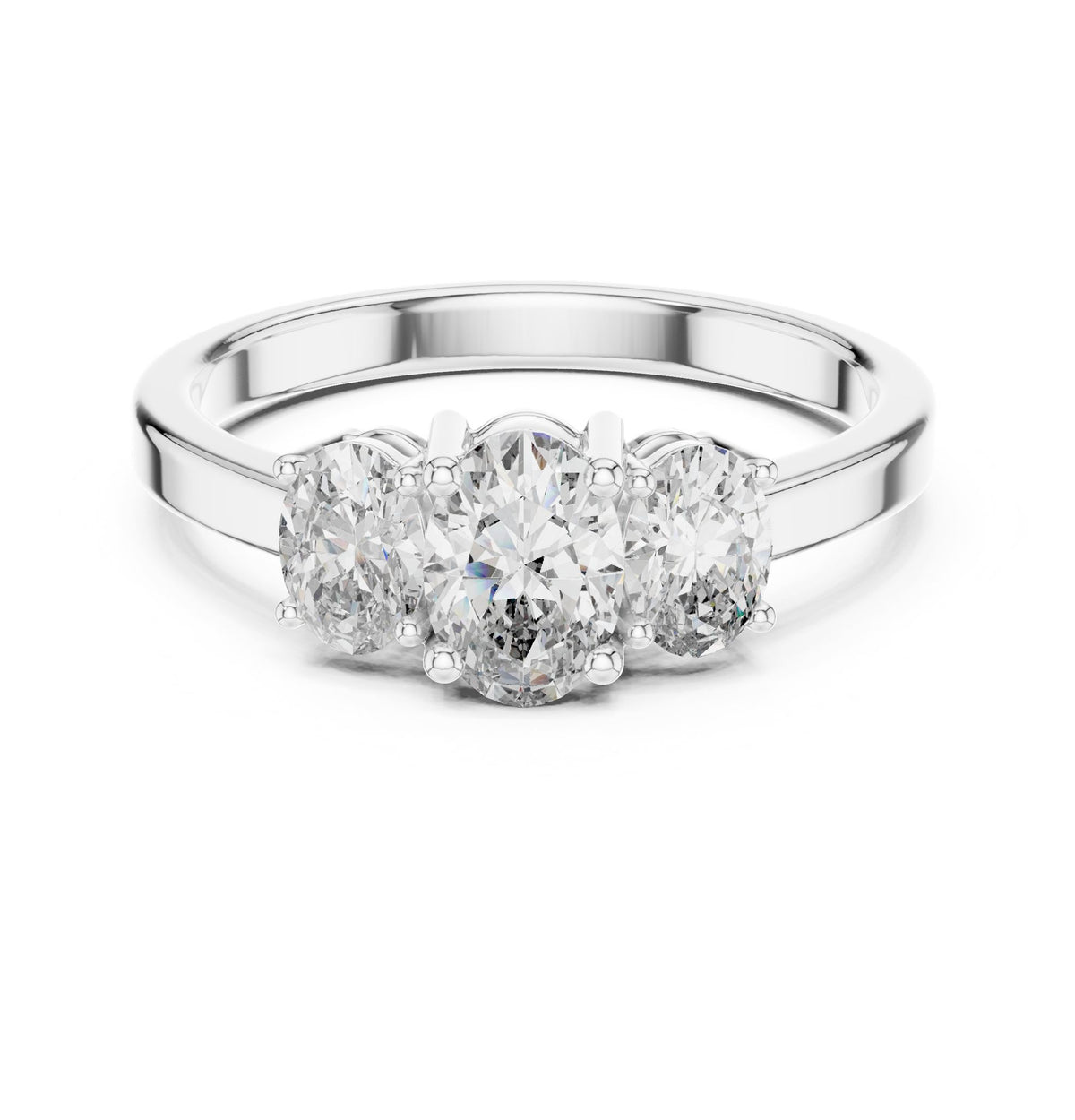 Oval Three Stone Lab Grown Diamond Engagement Ring
