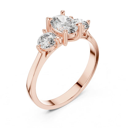 Oval Three Stone Lab Grown Diamond Engagement Ring