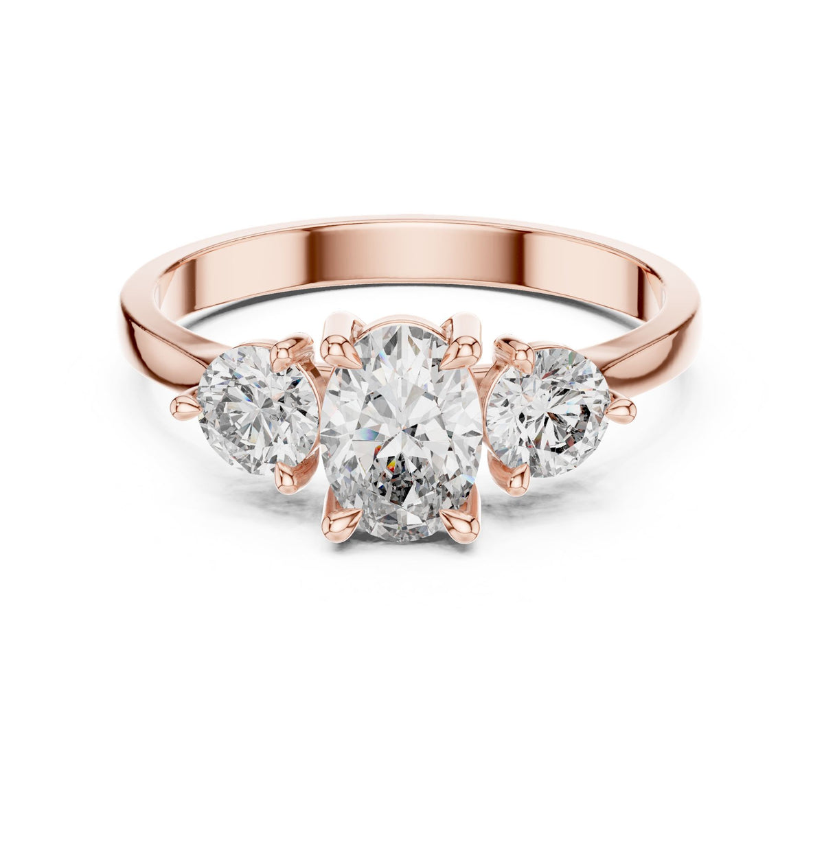 Oval Three Stone Lab Grown Diamond Engagement Ring