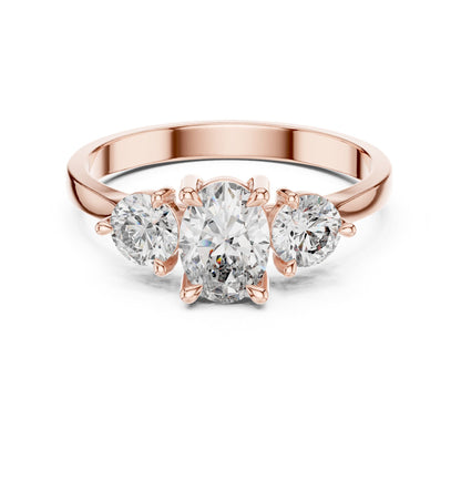 Oval Three Stone Lab Grown Diamond Engagement Ring