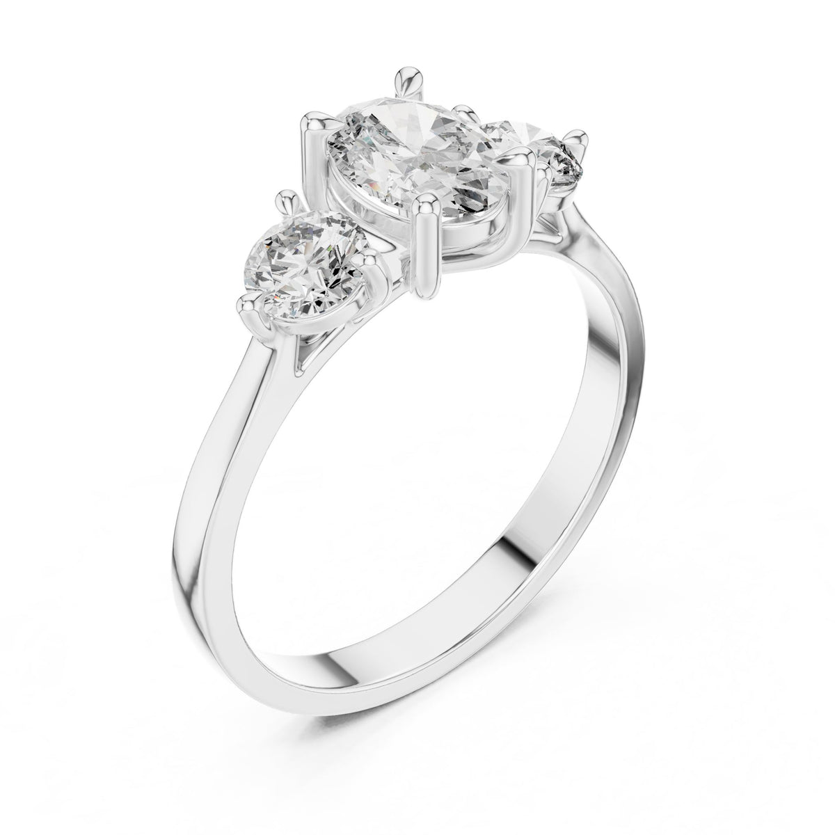 Oval Three Stone Lab Grown Diamond Engagement Ring