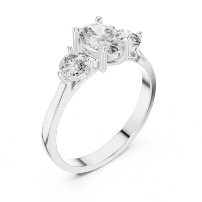Oval Three Stone Lab Grown Diamond Engagement Ring