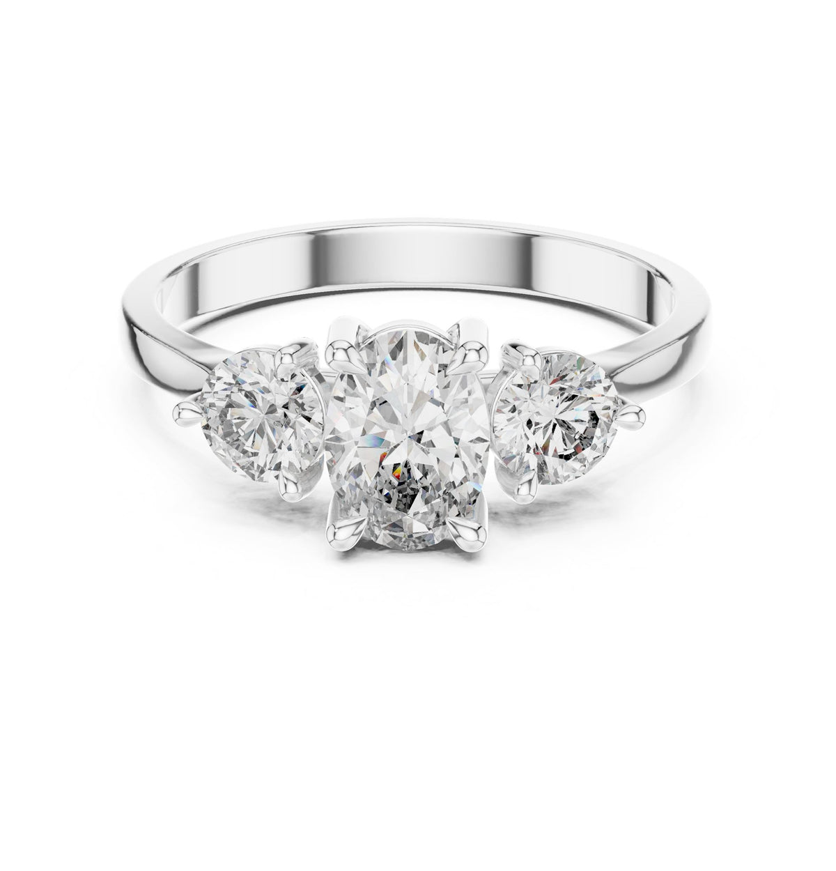 Oval Three Stone Lab Grown Diamond Engagement Ring