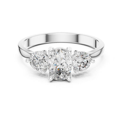 Oval Three Stone Lab Grown Diamond Engagement Ring