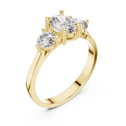 Oval Three Stone Lab Grown Diamond Engagement Ring