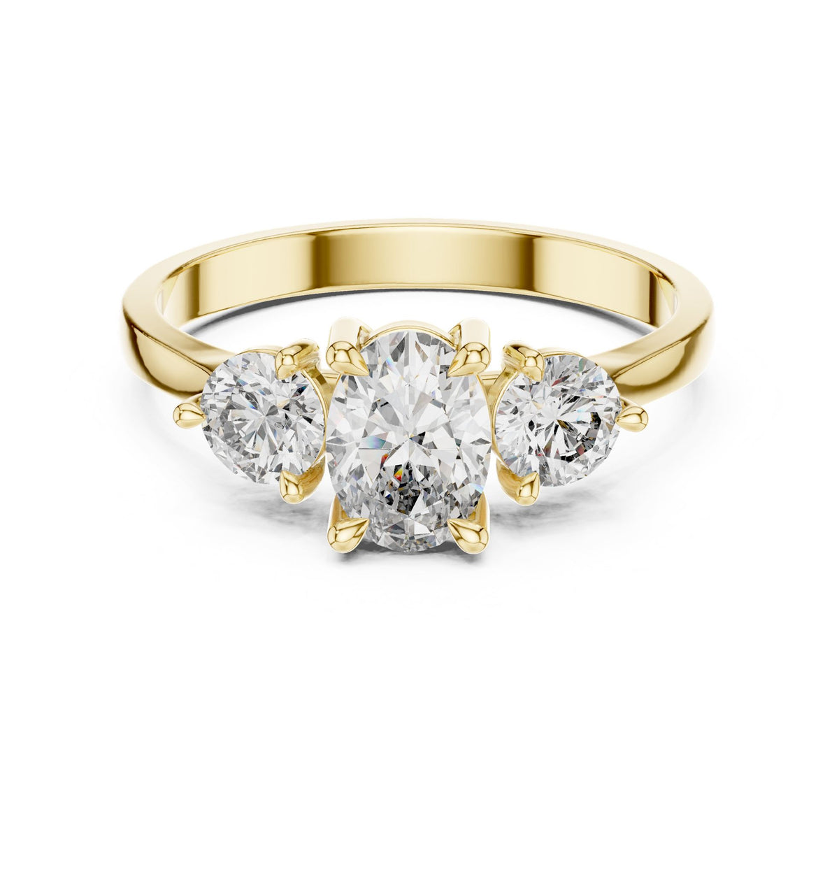 Oval Three Stone Lab Grown Diamond Engagement Ring