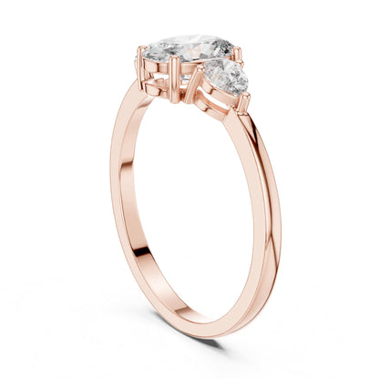 Oval Three Stone Lab Grown Diamond Engagement Ring