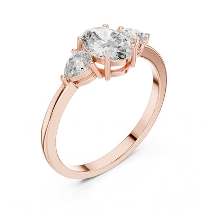 Oval Three Stone Lab Grown Diamond Engagement Ring