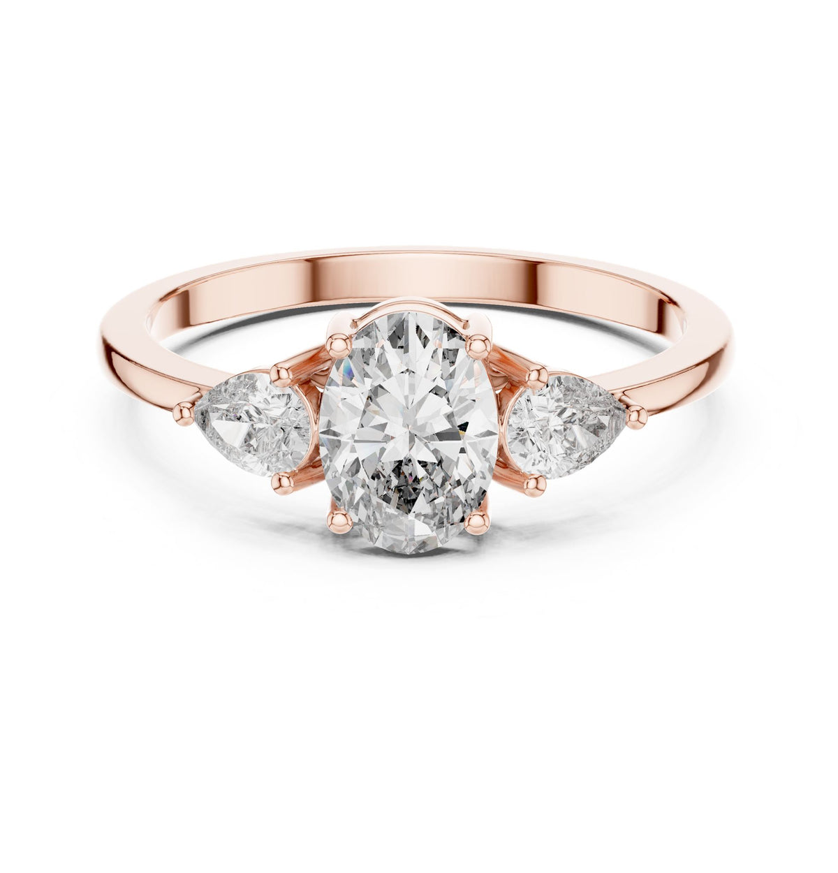 Oval Three Stone Lab Grown Diamond Engagement Ring