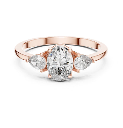 Oval Three Stone Lab Grown Diamond Engagement Ring