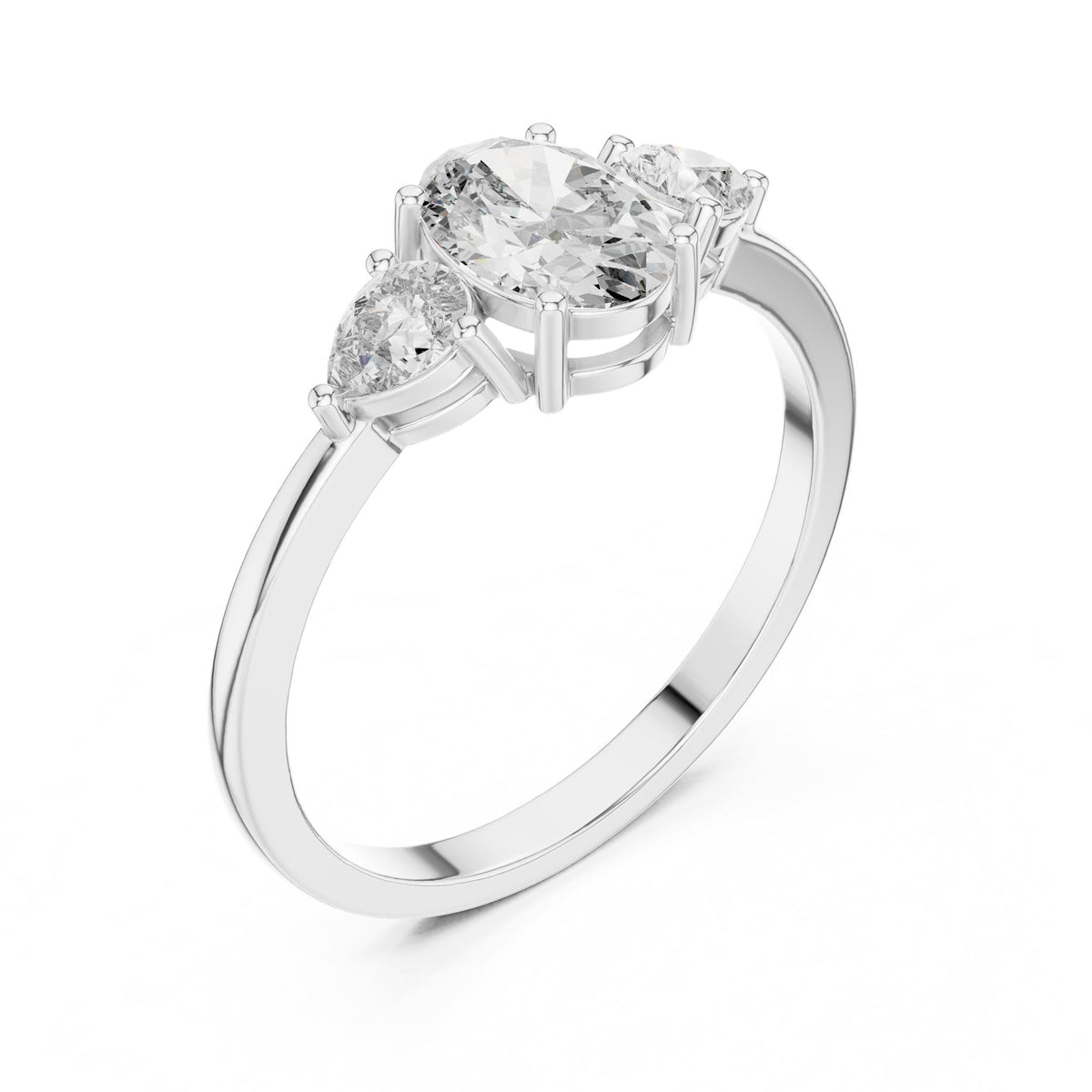 Oval Three Stone Lab Grown Diamond Engagement Ring