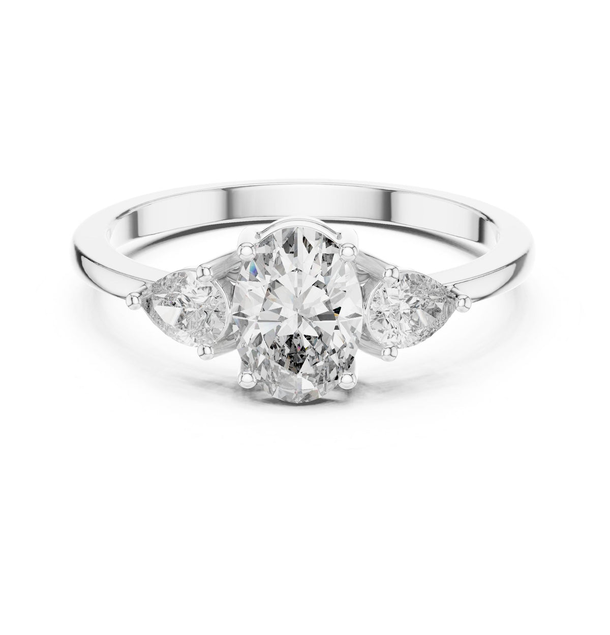 Oval Three Stone Lab Grown Diamond Engagement Ring