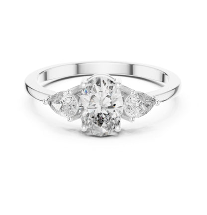 Oval Three Stone Lab Grown Diamond Engagement Ring