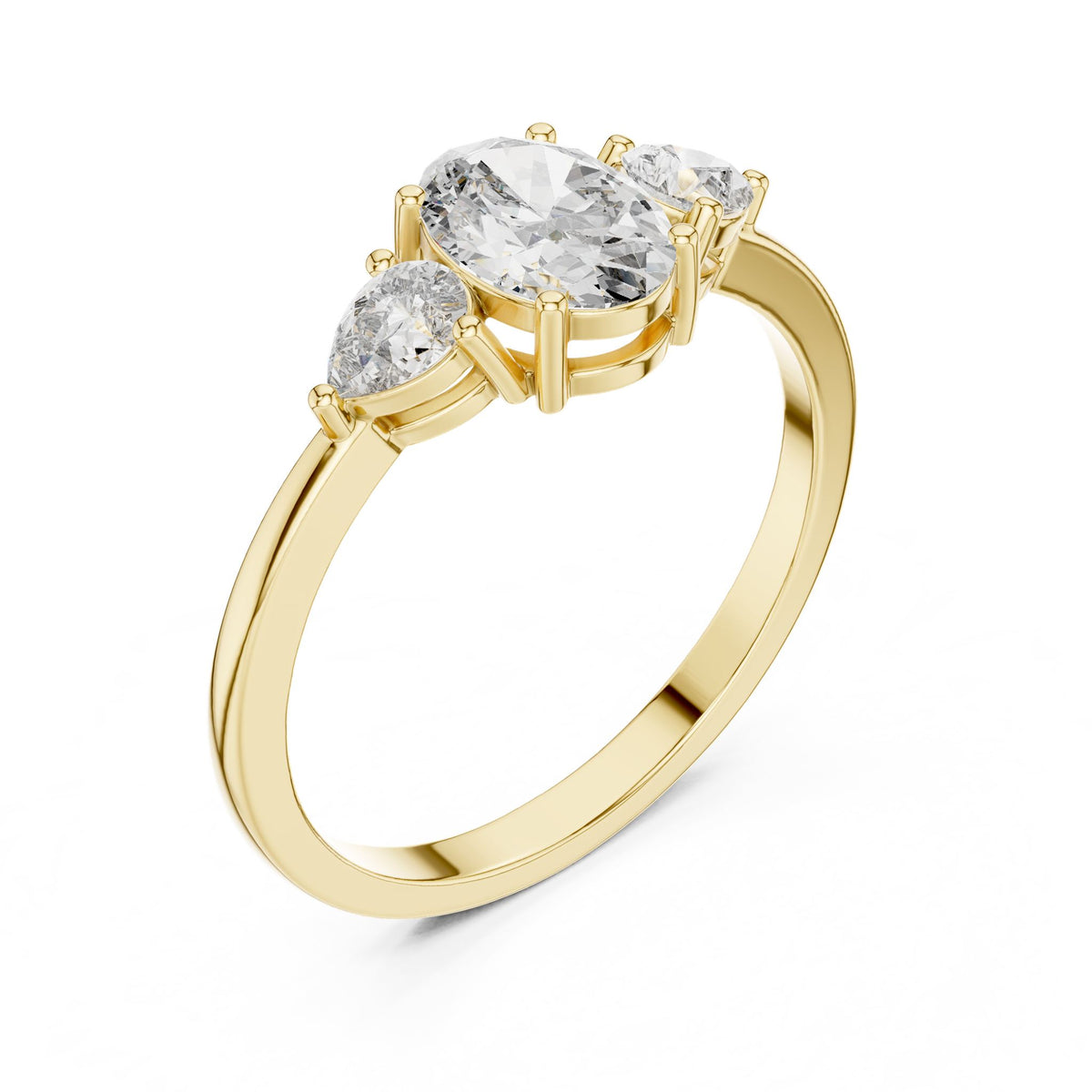 Oval Three Stone Lab Grown Diamond Engagement Ring
