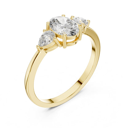 Oval Three Stone Lab Grown Diamond Engagement Ring