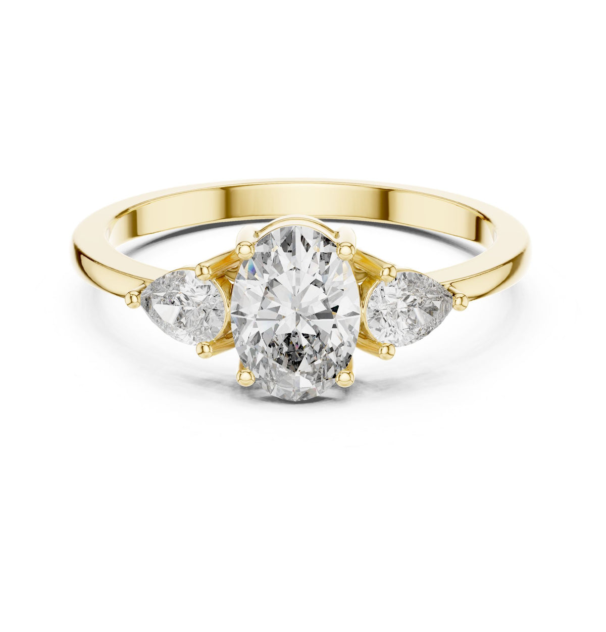Oval Three Stone Lab Grown Diamond Engagement Ring