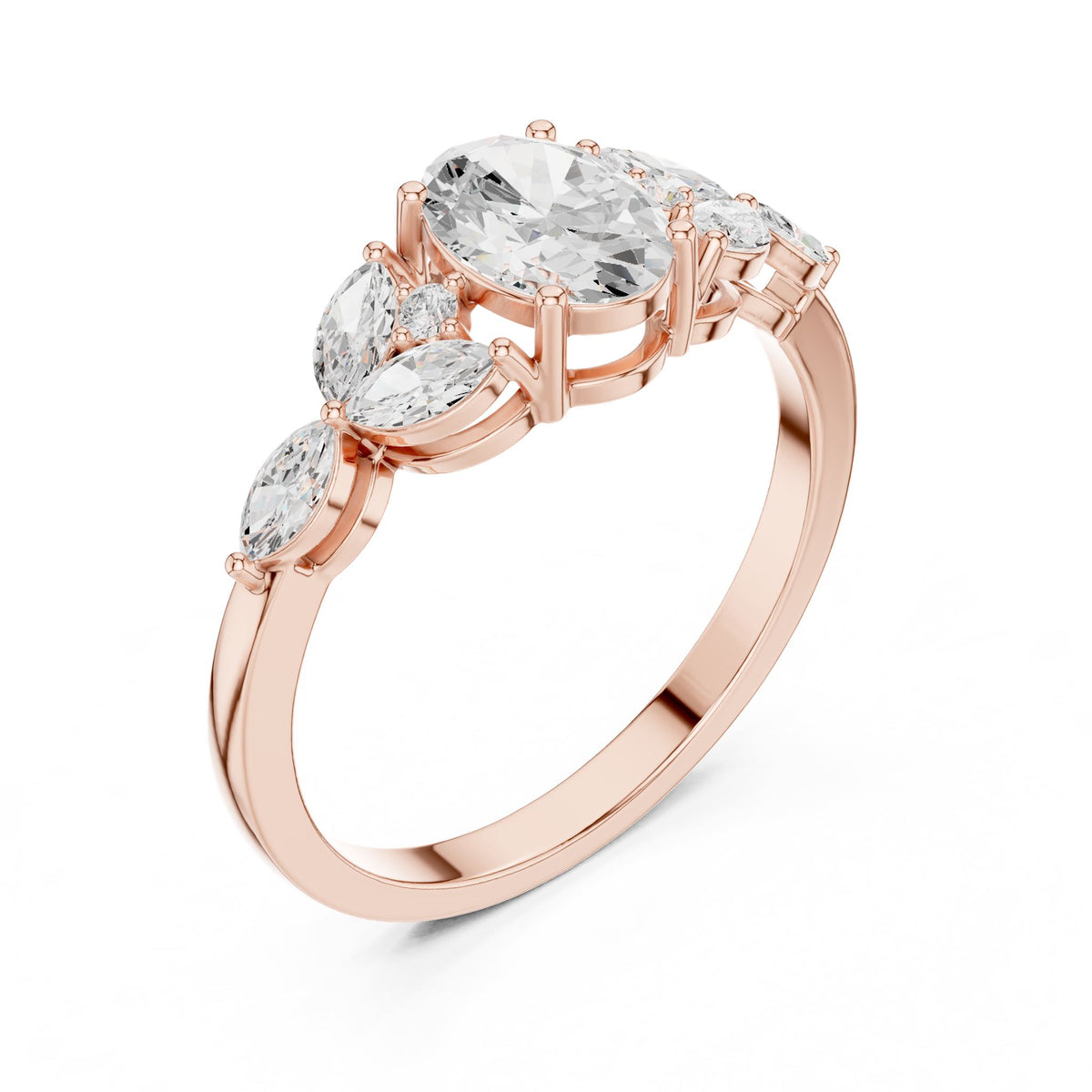 Oval Three Stone Lab Grown Diamond Engagement Ring