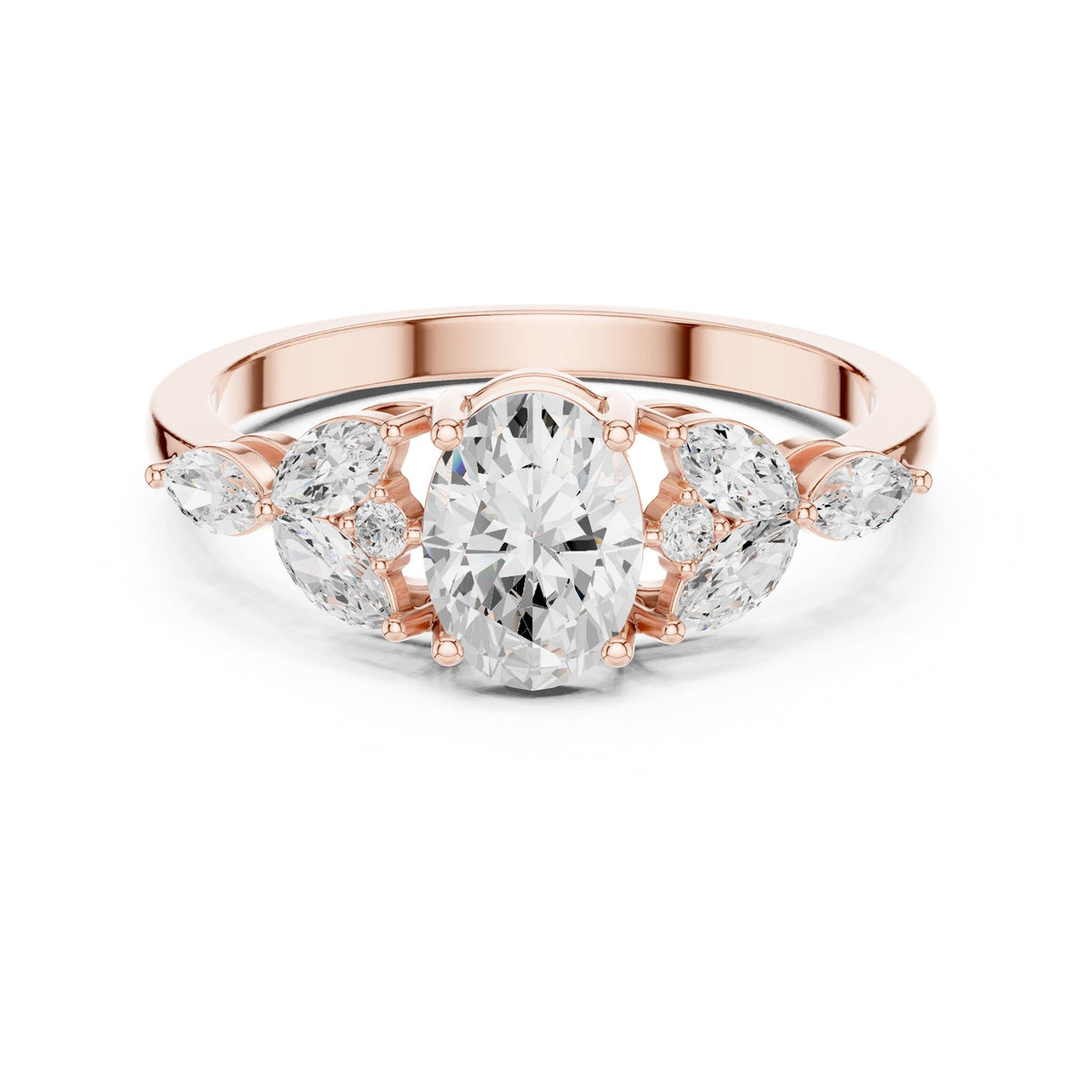Oval Three Stone Lab Grown Diamond Engagement Ring