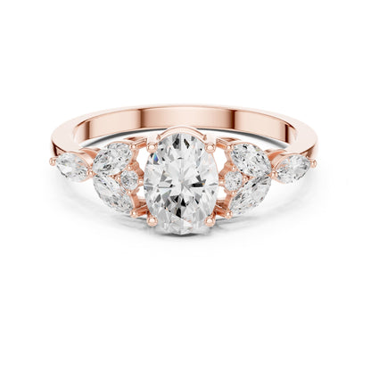Oval Three Stone Lab Grown Diamond Engagement Ring