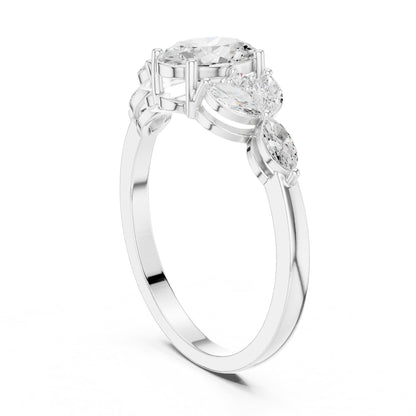 Oval Three Stone Lab Grown Diamond Engagement Ring