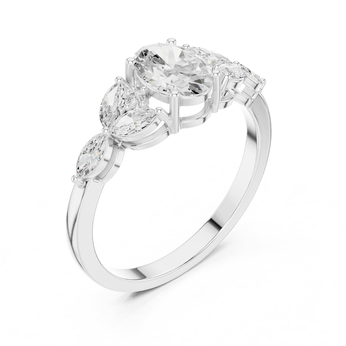 Oval Three Stone Lab Grown Diamond Engagement Ring