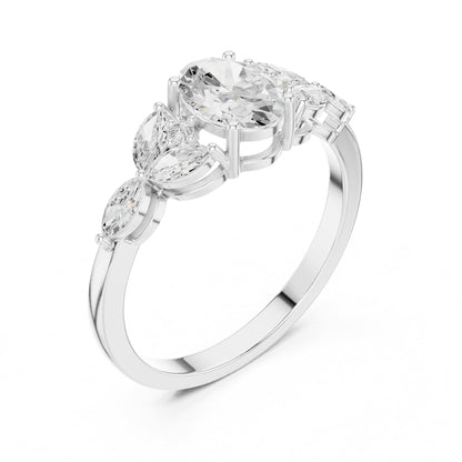 Oval Three Stone Lab Grown Diamond Engagement Ring