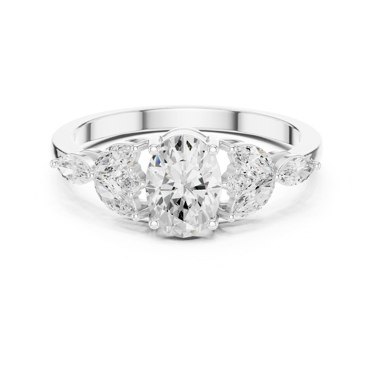 Oval Three Stone Lab Grown Diamond Engagement Ring