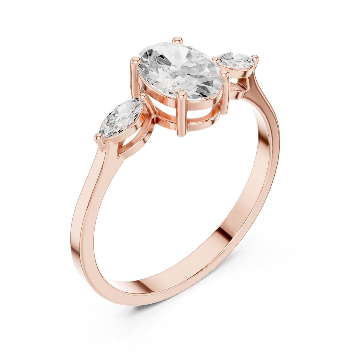 Oval Three Stone Lab Grown Diamond Engagement Ring