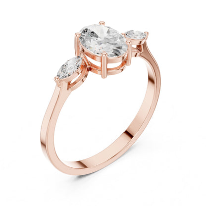 Oval Three Stone Lab Grown Diamond Engagement Ring