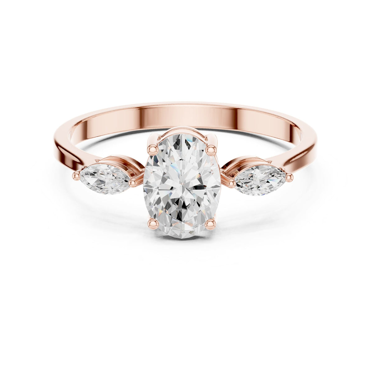 Oval Three Stone Lab Grown Diamond Engagement Ring